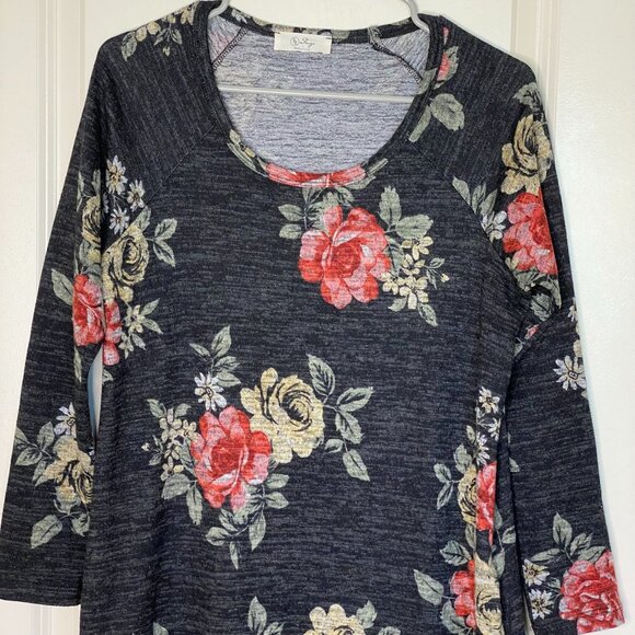 Be Stage S Floral A-Line Dress Made in USA Comfy Stretch Casual Romantic Boho - Picture 3 of 8